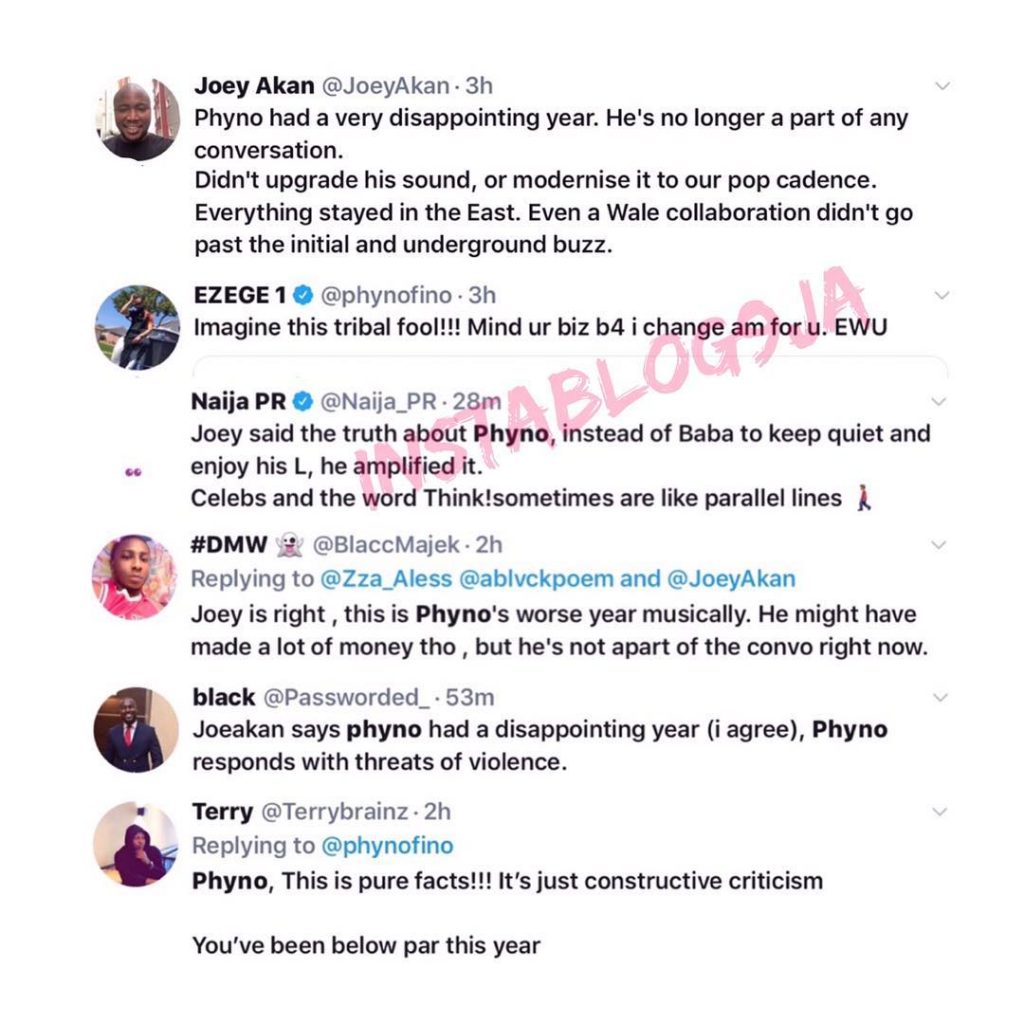 Tribal fool! Top musician Phyno insults journalist who said he had a bad 2018 Read more: https://www.legit.ng/1212102-tribal-fool-top-musician-phyno-insults-journalist-a-bad-2018.html