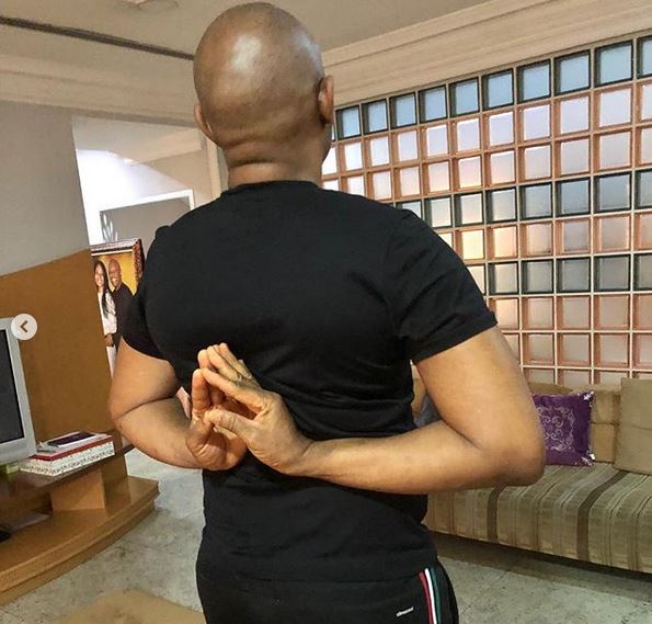 Tony Elumelu, 55, shows off his flexibility during Yoga session (Photos)