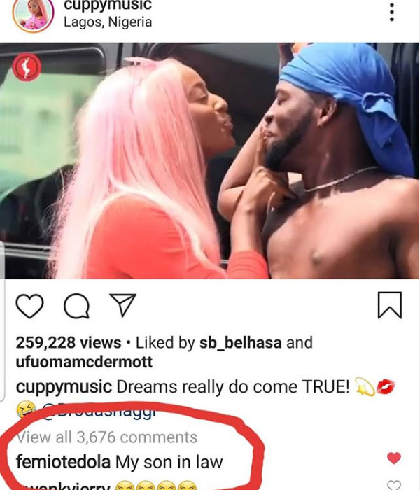 Femi Otedola reacts as his daughter, DJ Cuppy kisses Brodashaggi
