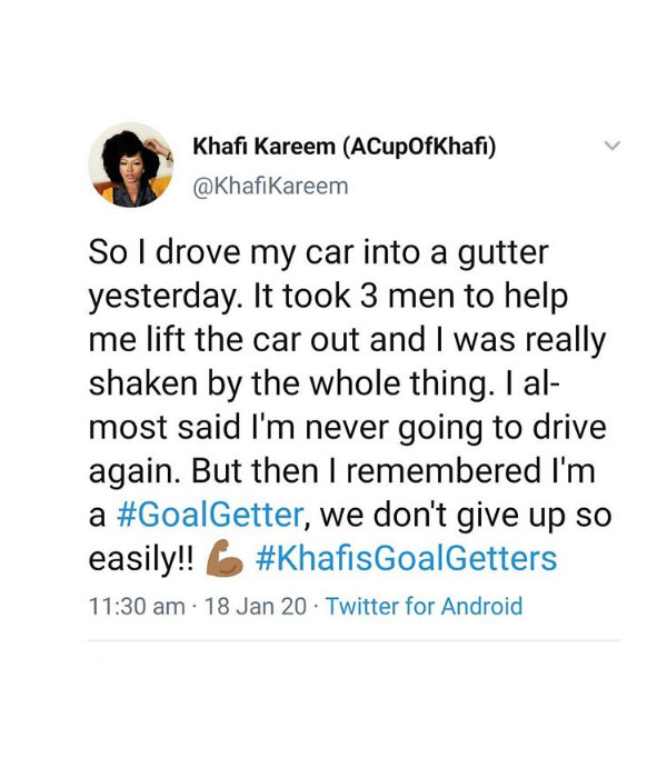 Khafi was involved in a motor accident