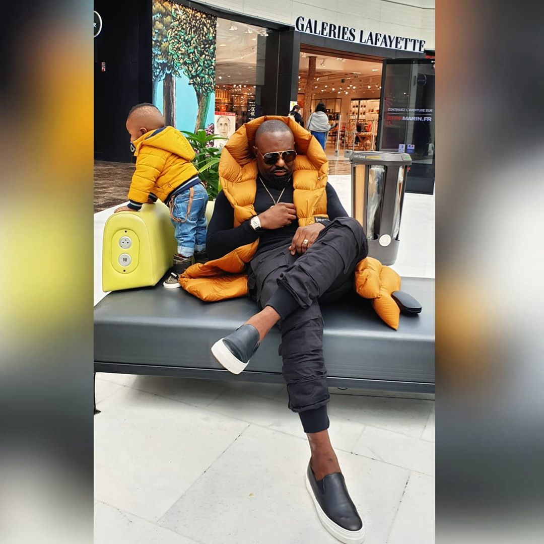 Check out rare footage of Jim Iyke and his son in Paris